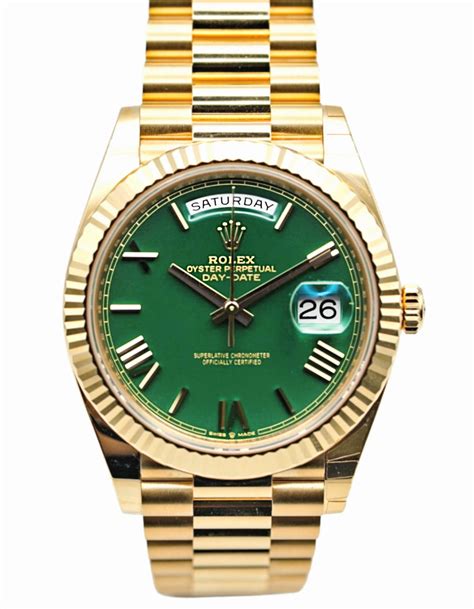 rolex day-date 40 green dial|Rolex Day-Date president 40mm.